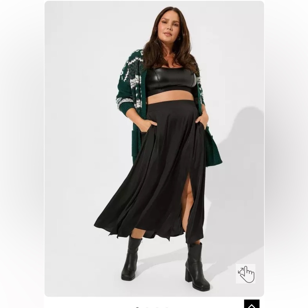 Torrid Satin Black Double Side Slit Maxi Skirt